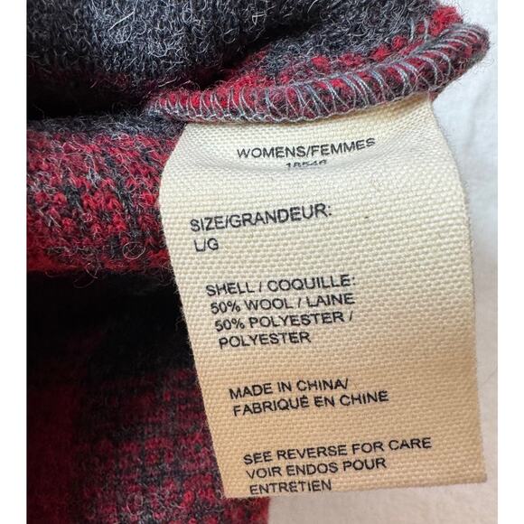 Woolrich Buffalo Plaid Wool Vest Red Gray Black Womens Long Tunic L Cabincore - Picture 7 of 7